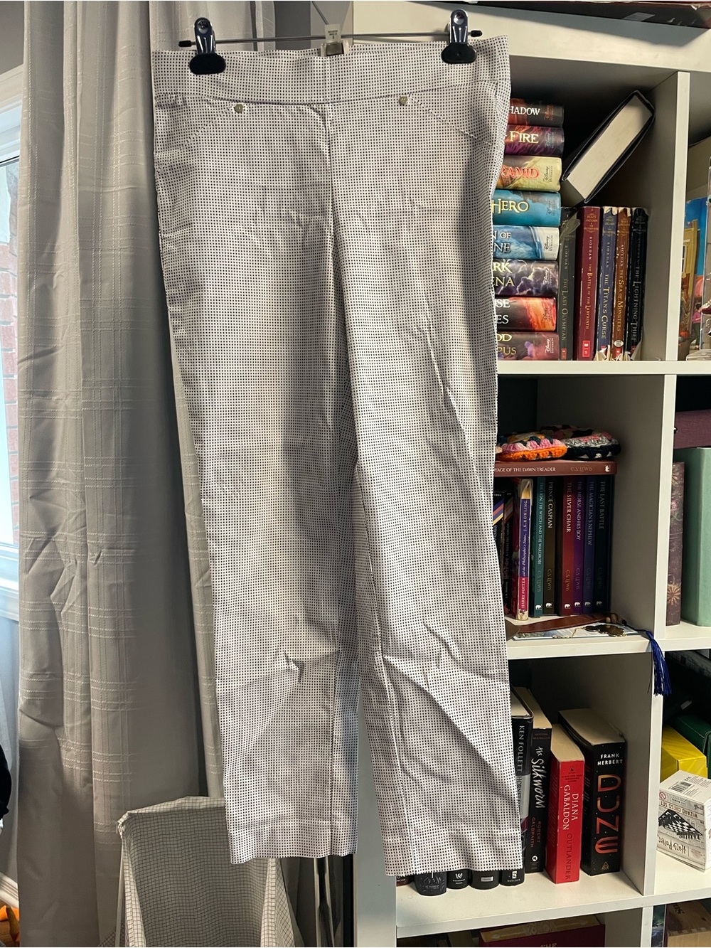 Anne Klein Light Gray Micro-Check Cropped Dress Pants